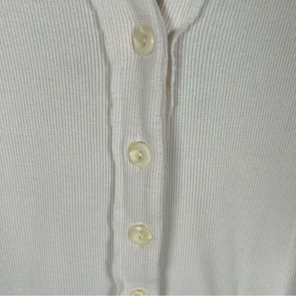 We The Free Cardigan V-Neck Long Sleeve Ribbed Button Front Ivory Medium - Picture 5 of 6